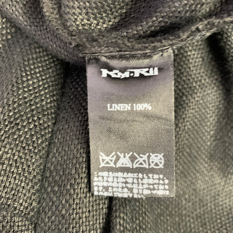KMRII Size S Black Handstitched Linen Shorts