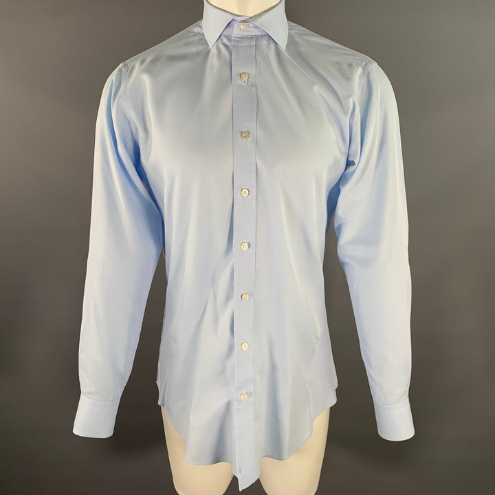 HAMILTON Size S Blue Light Blue Cotton Spread Collar Long Sleeve Shirt
