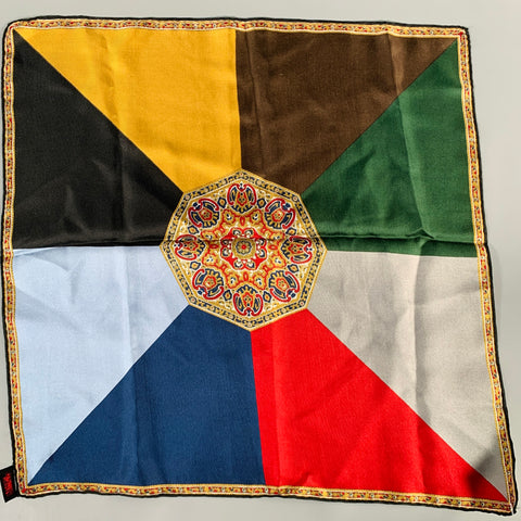 SUPERBA Multi Color Color Block Silk Pocket Square