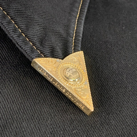 VERSACE JEANS COUTURE Size XL Black Gold Contrast Stitch Snaps Western Long Sleeve Shirt