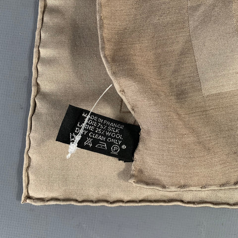 HERMES Beige Gold Logo Silk / Wool Scarves