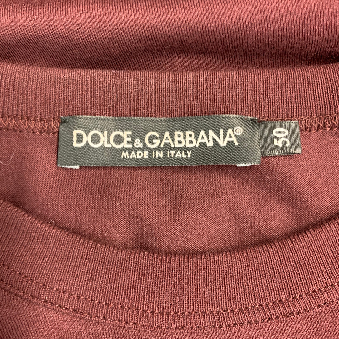 DOLCE & GABBANA Size M Burgundy Cotton Crew Neck T-shirt