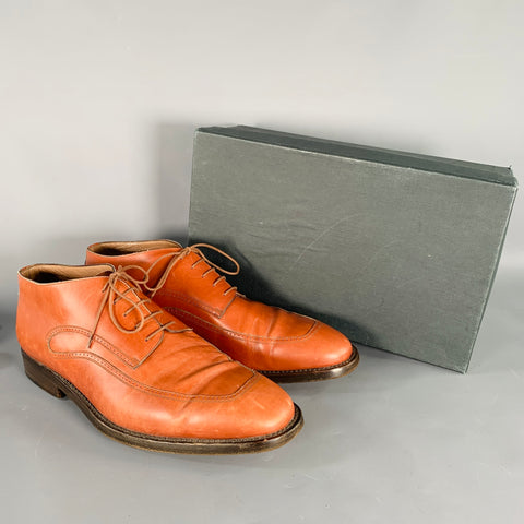 PACIOTTI Size 9 Brown Cognac Perforated Leather Lace-Up Shoes
