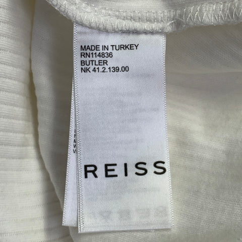 REISS Size M Butler White Ribbed Cotton Camp Short Sleeve Shirt