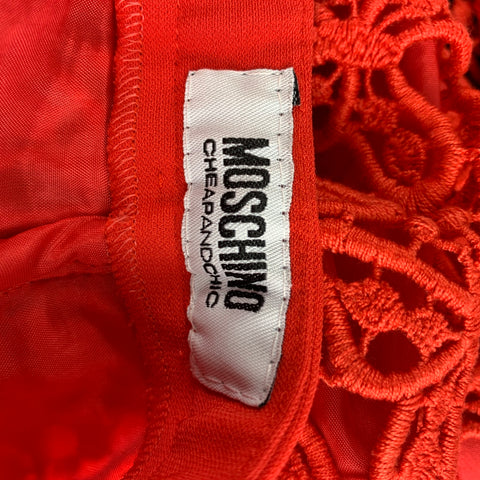 MOSCHINO Size 6 Orange Coral Triacetate Blend Guipure Lace Slim Dress Pants