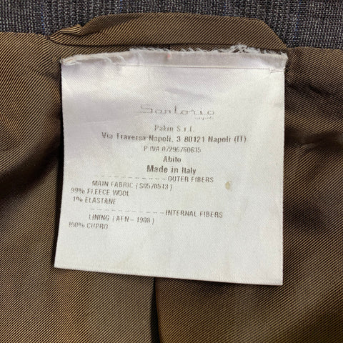 SARTORIO Size 44 Brown Grey Plaid Wool Notch Lapel Suit