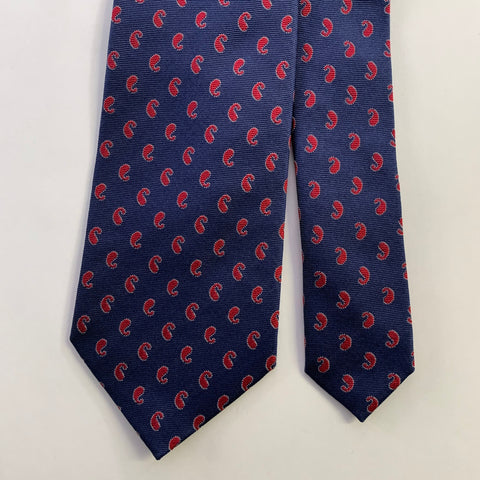 ERMENEGILDO ZEGNA Navy Red Paisley Silk Tie
