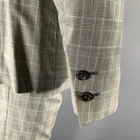 BLACK FLEECE Size 40 Grey Black Glen Check Wool Notch Lapel Suit