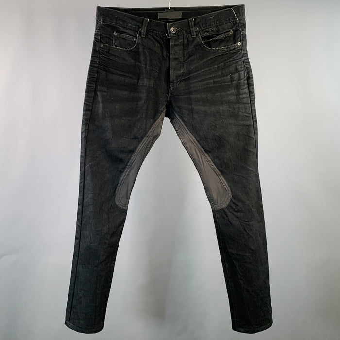 DRKSHDW Size 33 Black Distressed Cotton Twill Button Fly Jeans