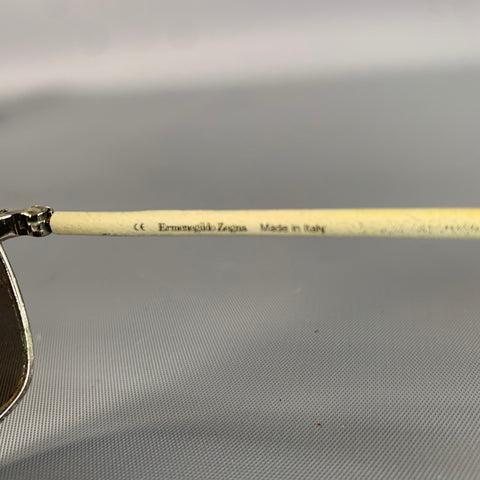 ERMENEGILDO ZEGNA Cream Silver Sunglasses