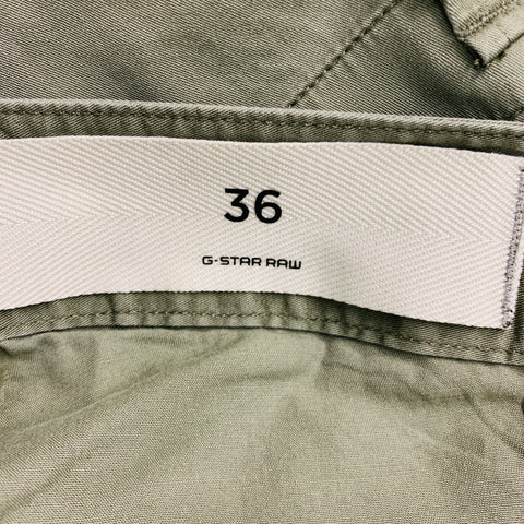 G-STAR Size 36 Olive Solid Cotton Patch Pocket Shorts