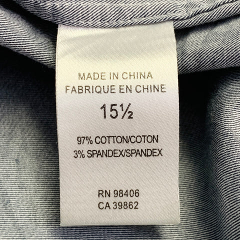 THEORY Size S Grey Cotton Blend Curved Cutaway Long Sleeve Shirt