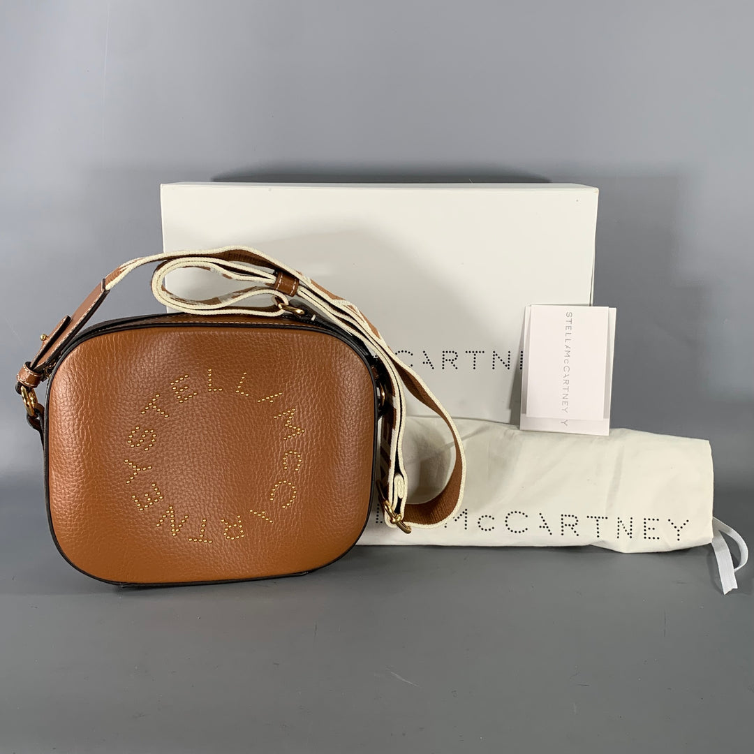 STELLA McCARTNEY Brown White Studded Faux Leather Handbag & Leather Goods