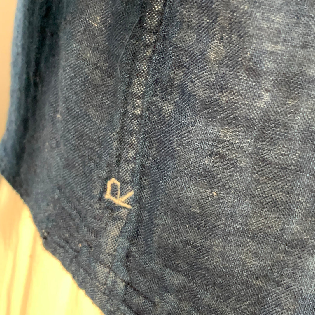 45rpm Size XL Indigo Blue Cotton One Pocket Long Sleeve Shirt