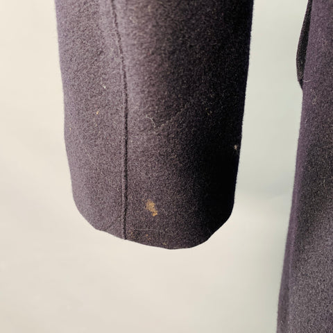 DRIES VAN NOTEN Size 42 Navy Black Wool Blend Faux Fur Collar Coat