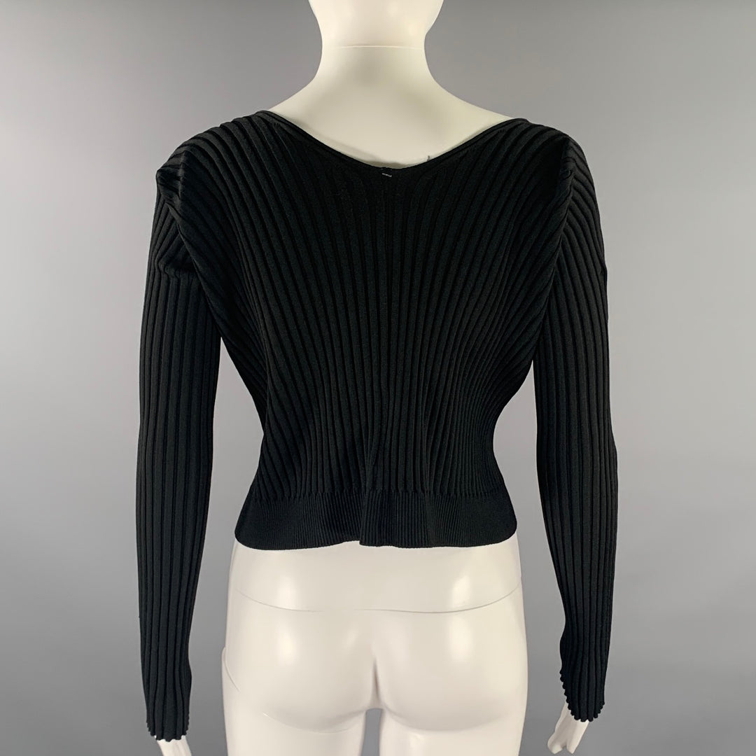 JACQUEMUS Size 2 Black Viscose / Polyamide Long Sleeve Casual Top