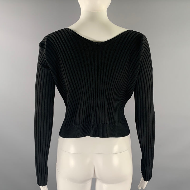 JACQUEMUS Size 2 Black Viscose / Polyamide Long Sleeve Casual Top