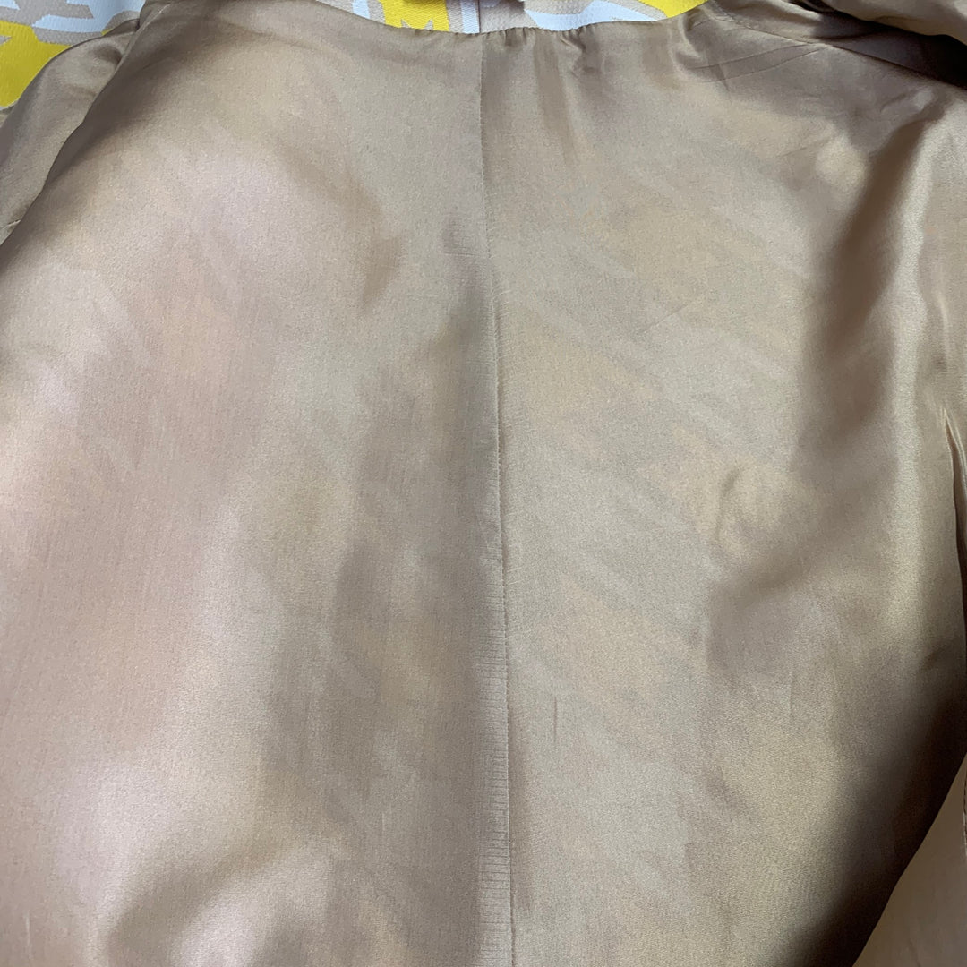 MARNI Size 10 Yellow Beige Polyester Houndstooth Hidden Buttons Jacket Blazer