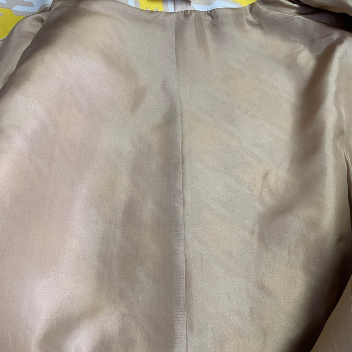 MARNI Size 10 Yellow Beige Polyester Houndstooth Hidden Buttons Jacket Blazer