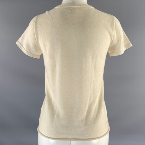 MAJESTIC FILATURES Size S Cream Roll Hem Cashmere T Shirt