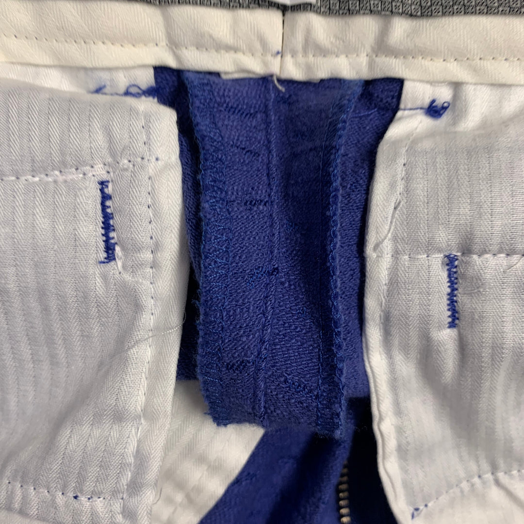 MR TURK Size 32 Blue Textured Cotton Blend Zip Fly Shorts