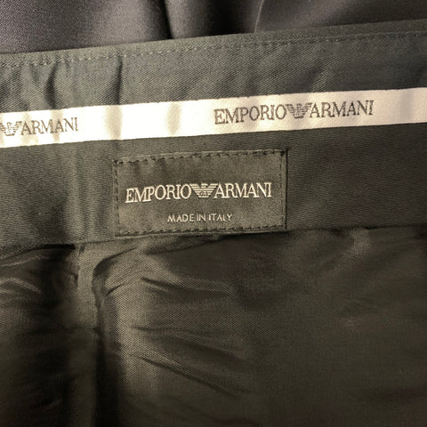 EMPORIO ARMANI Size 34 Black Wool Cotton Tuxedo Dress Pants