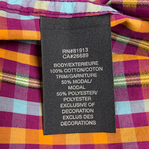 ROBERT GRAHAM Size L Purple Blue Orange Checkered Cotton Long Sleeve Shirt