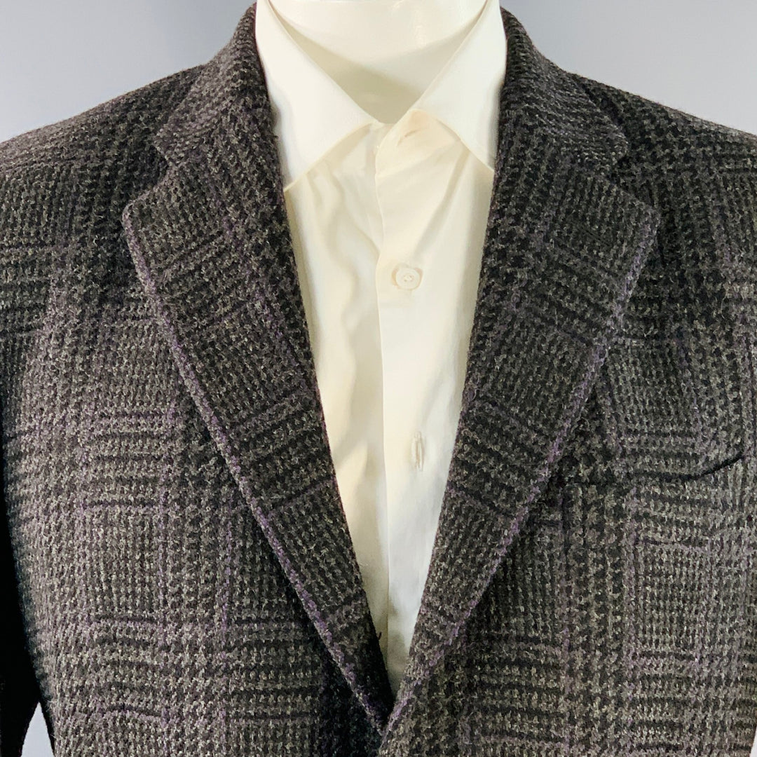 POLO by RALPH LAUREN Size 42 Regular Brown Purple Glenplaid Virgin Wool Sport Coat