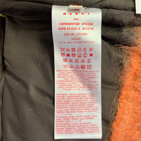 MARNI Size S/M Orange Black Fuzzy Wuzzy Mohair Cardigan Jacket
