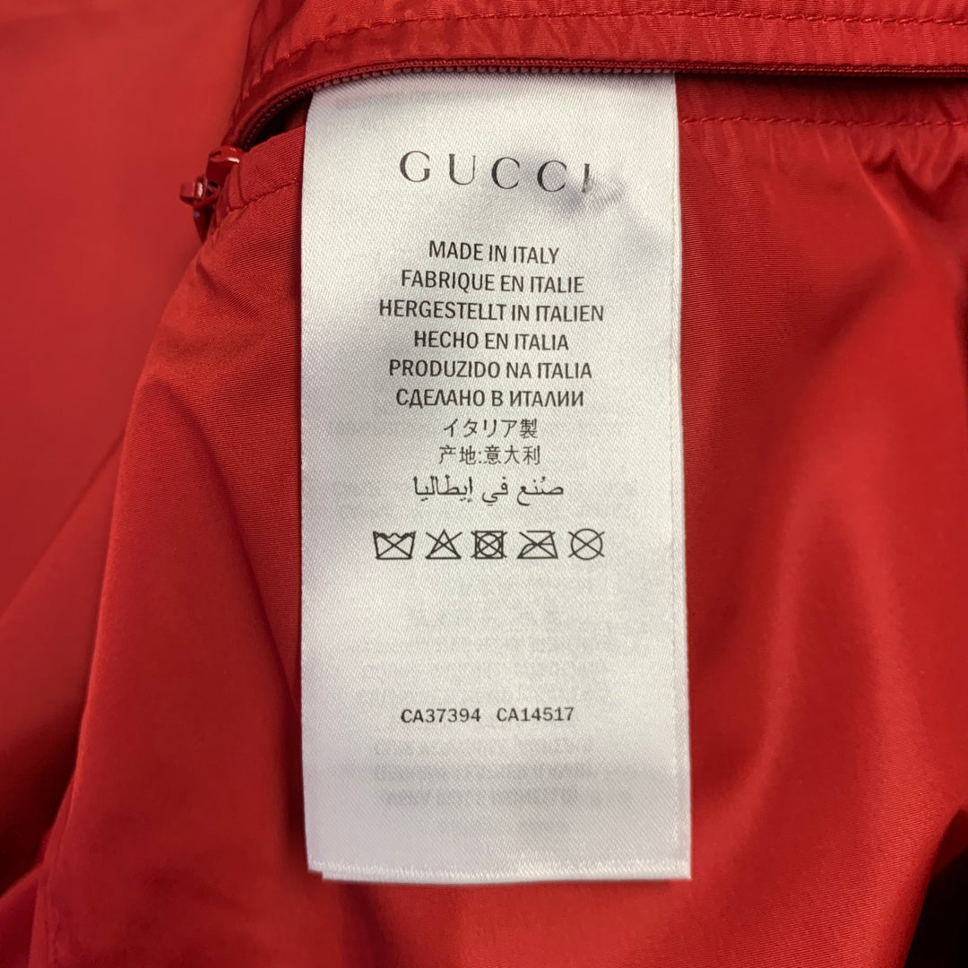 GUCCI Size 36 Black Red Color Block Lambskin Leather Varsity Jacket