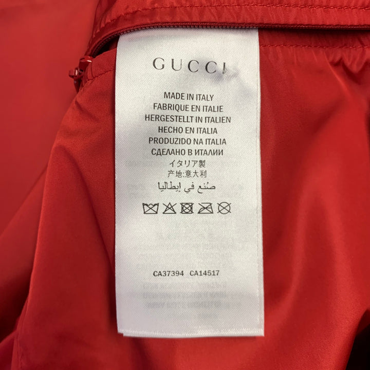 GUCCI Size 36 Black Red Color Block Lambskin Leather Varsity Jacket