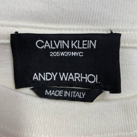 CALVIN KLEIN 205W39NYC Size S Electric Chair White Red Print Cotton One Pocket T-shirt