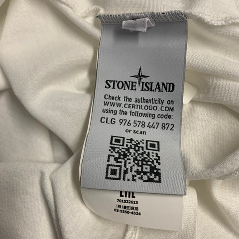 STONE ISLAND Size L White Cotton Half Placket Polo