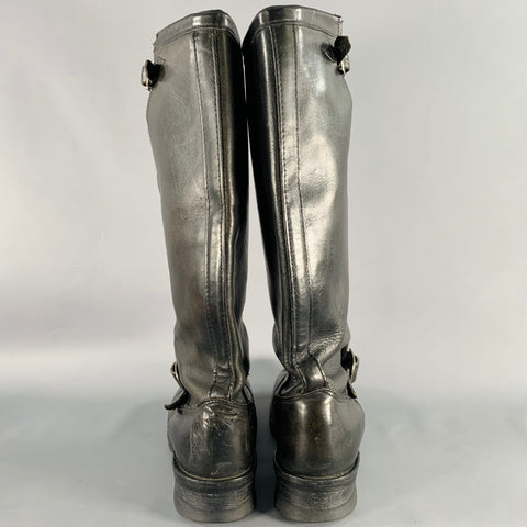 CHIPPEWA Size 9.5 Black Leather Knee High Motorcycle Boots