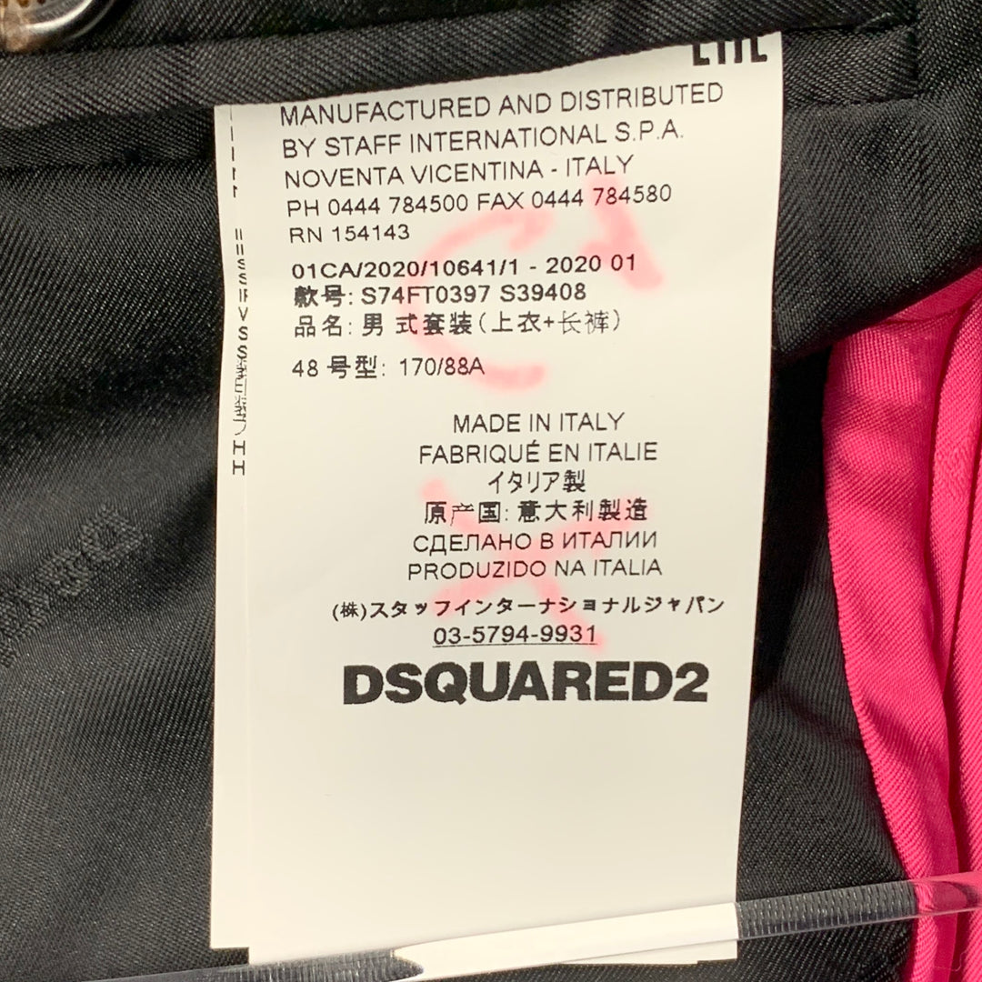 DSQUARED2 Size 38 Black Wool Silk Rhinestone Studded Peak Lapel Sport Coat