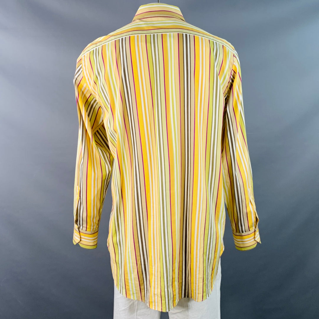 ETRO Size 44 Yellow Green White Stripe Cotton Curved Cutaway Long Slee –  Sui Generis Designer Consignment