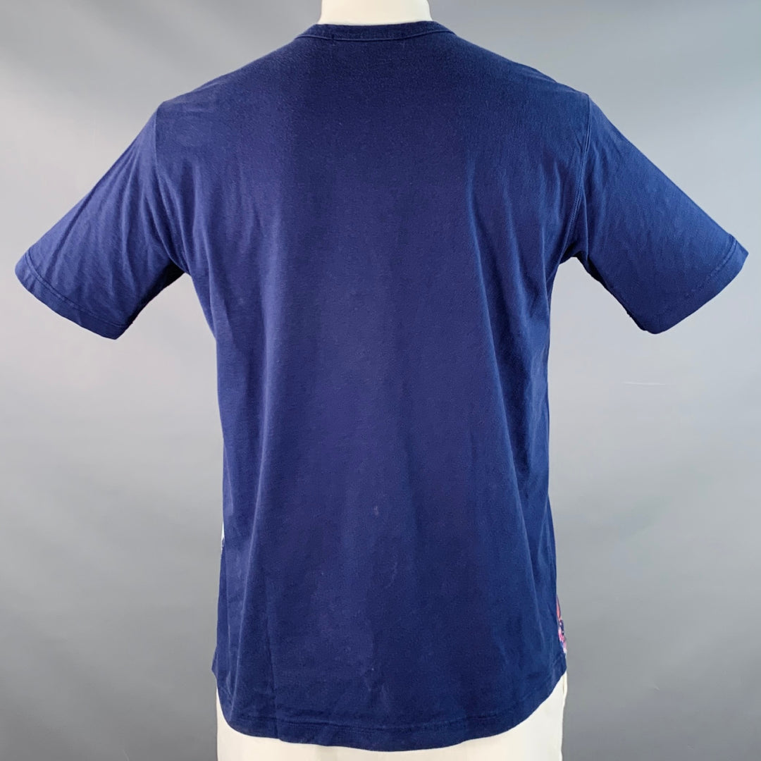 JUNYA WATANABE Size L Blue Multi Color Paint Splatter Cotton Crew Neck T-shirt