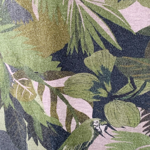 VALENTINO Size M Green Black Grey Leaves Cotton Buttoned Polo
