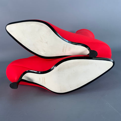 KHAITE Size 9.5 Taylor Red Neoprene Pull On Kitten Heel Sock Boots