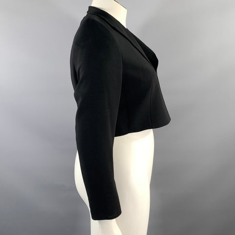 AKRIS Size 10 Black Solid Clasp Jacket Indoor Blazer