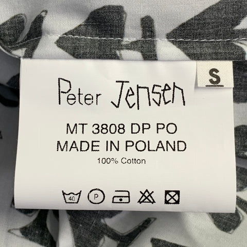 PETER JENSEN Size S White Black Spades Cotton One Pocket Long Sleeve Shirt