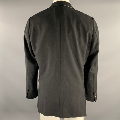 PAUL SMITH Chest Size 42 Black Solid Wool Notch Lapel Sport Coat
