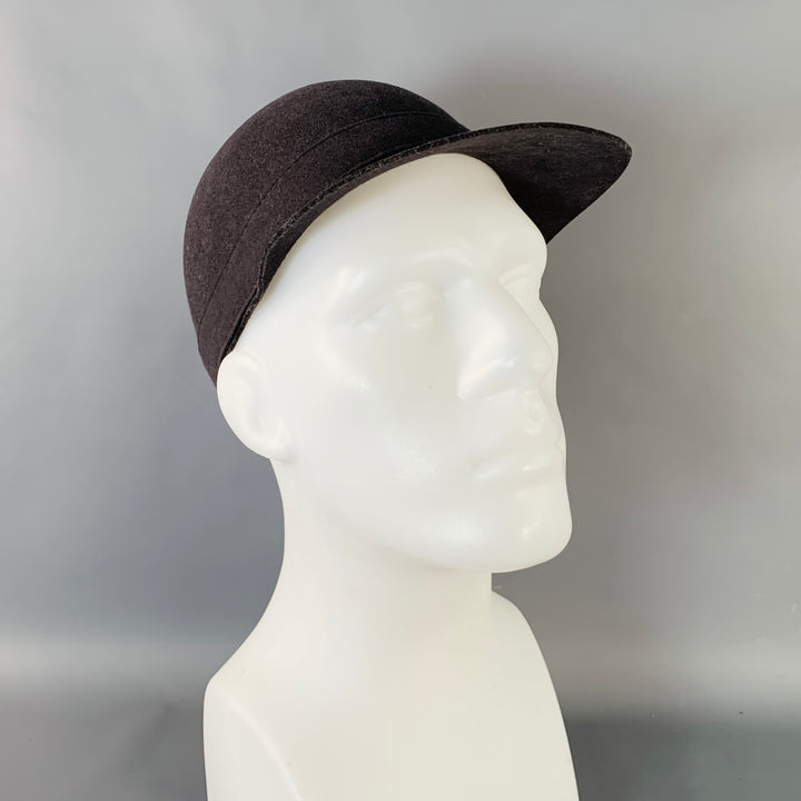 LANVIN Size 58 Grey Charcoal Felt Merino Wool Baseball Cap