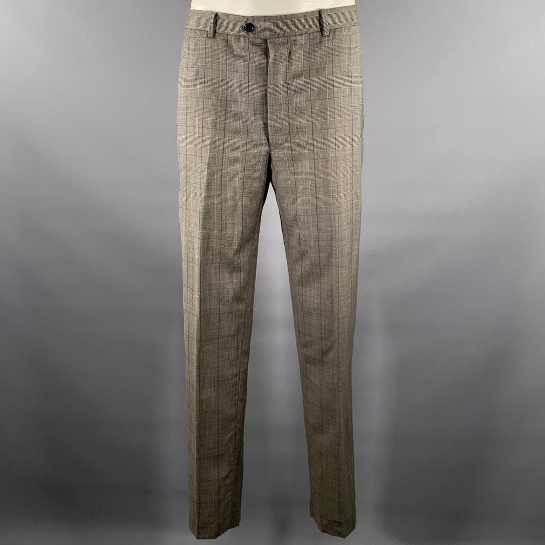 ERMENEGILDO ZEGNA Size 42 Grey Glenn Plaid Wool Blend Suit