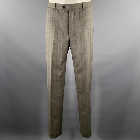ERMENEGILDO ZEGNA Size 42 Grey Glenn Plaid Wool Blend Suit