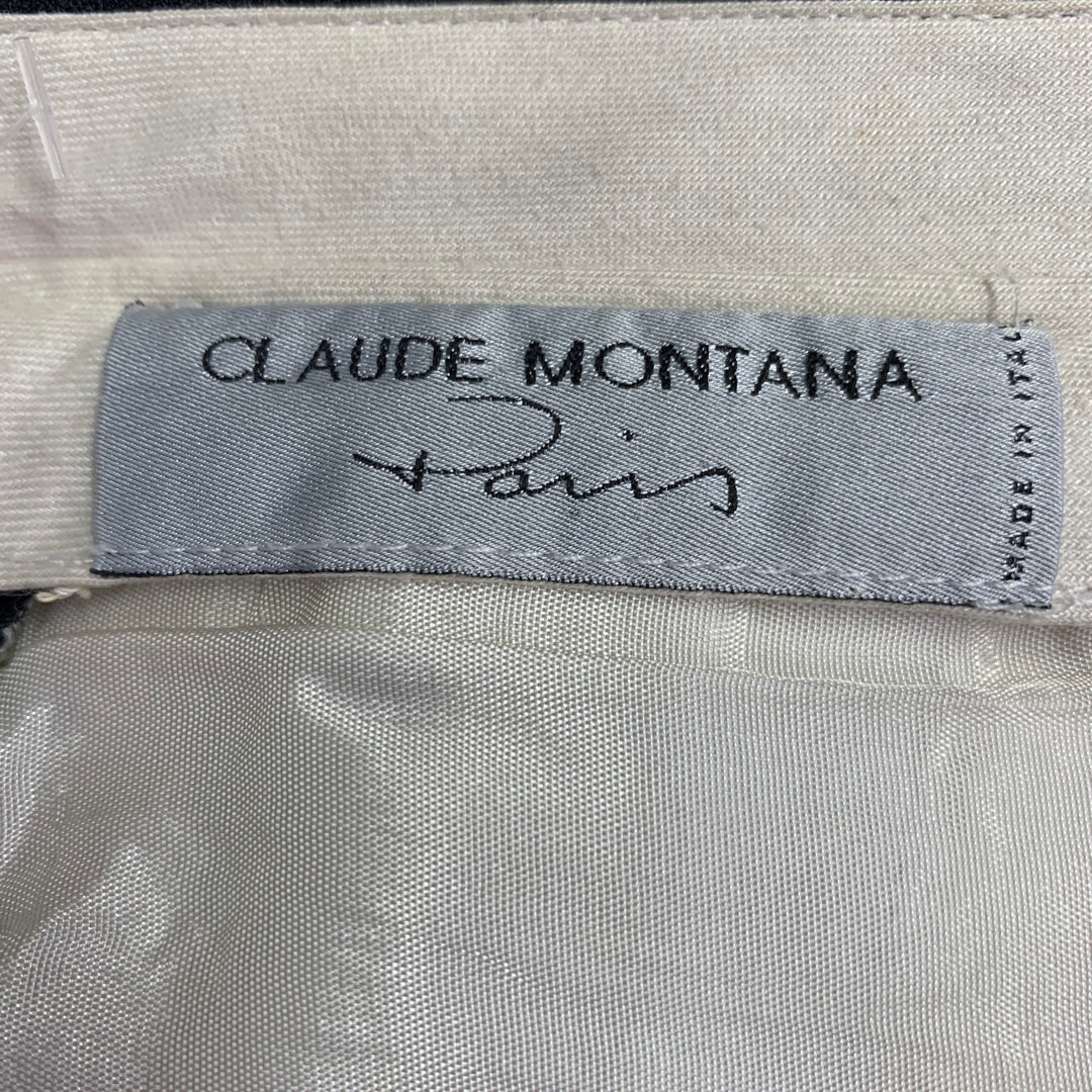 CLAUDE MONTANA Size 36 Black Flat Front Dress Pants