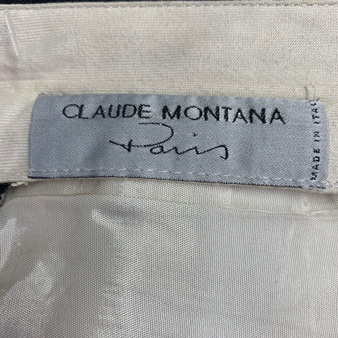 CLAUDE MONTANA Size 36 Black Flat Front Dress Pants
