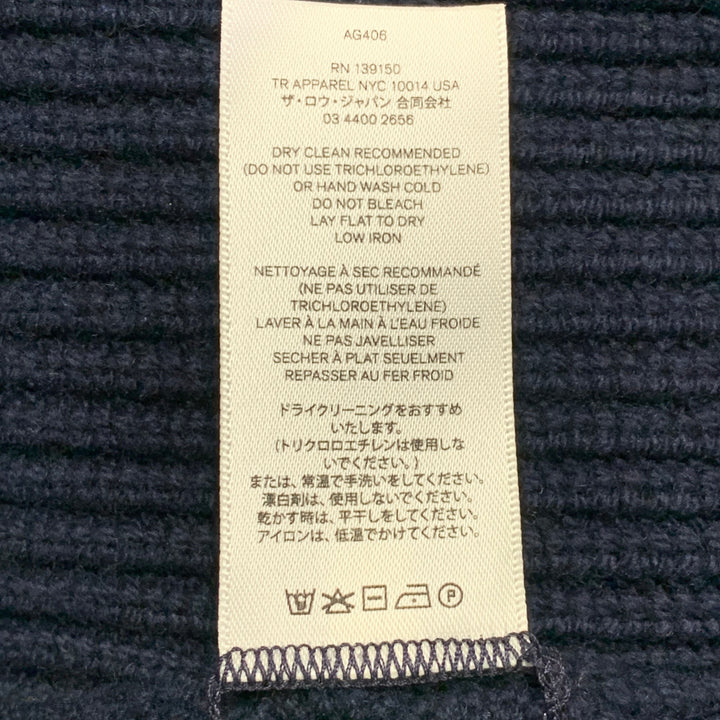 THE ROW Size M Navy Wool Cashmere Ribbed Open Front Cardigan