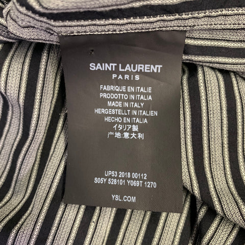 SAINT LAURENT Size 40 Black Grey Stripe Cotton Spread Collar Long Sleeve Shirt