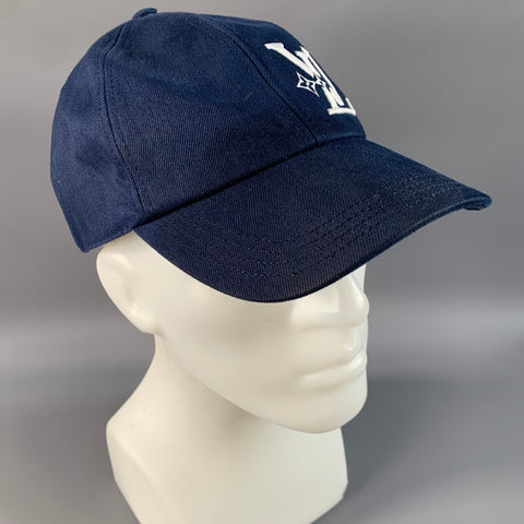 LOUIS VUITTON Size L Navy White Embroidered Cotton Hat